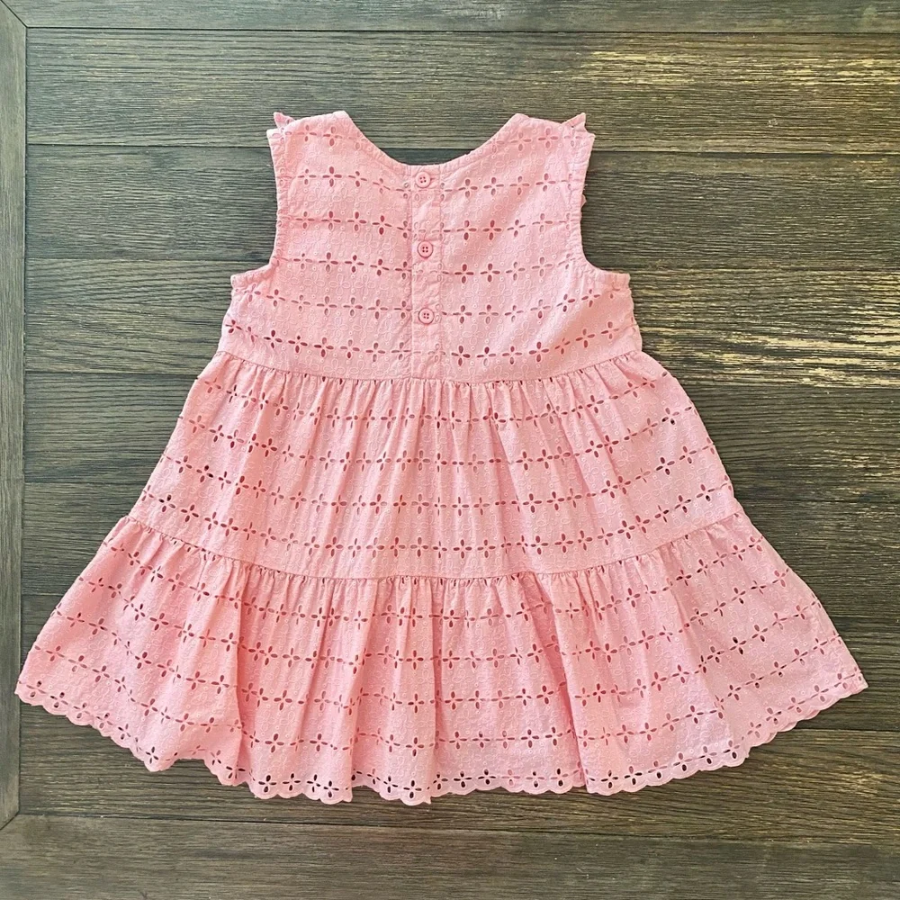 Hanna Andersson Top Girls 12 Pink Airy Eyelet Lined Swing Shirt 150 cm EUC